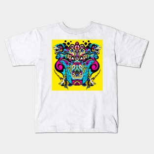 ecopop dogs and butterfly's beast in mexican pattern art Kids T-Shirt